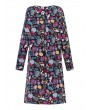 Women Floral Print Pockets Vintage Shift Dress