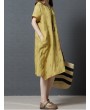 Casual Strawberry Dog Pattern Short Sleeve O-neck Dress For Women