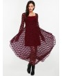 Lace Sexy Women Long Sleeve O-Neck Two Pieces Set Maxi Dresses